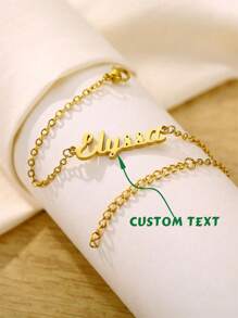Customized Name Bracelets For Children Stainless Steel Chain Personalized Fashion Jewelry Best Gift ,Contracted,Simple,Casual,Old Money,Cuties,Custom,Personalized,Unique Ideal Gifts For Her Girlfriend,Mom,Family,Friends,Daughter For Anniversaries,For Valentine's Day,For Mother's Day,For Birthdays,For Graduation,For Daily Wear,For Weddings,For Prom