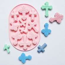 1pc 10-Hole Silicone Cross Shaped Clay & Resin Soap Mold, Handmade DIY Craft - Baby Pink - View 6