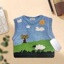 3D风景毛衣鼠标垫 美学艺术桌垫 便携式创意办公桌配件 可爱鼠标垫 办公室装饰 家居礼物 送给男士女士朋友 生日、学校用品、返校