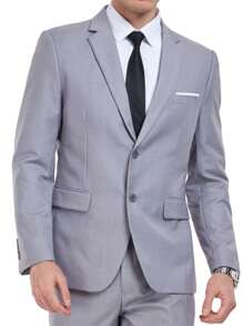 Traje de hombre Furuyal: Chaqueta tipo esmoquin de caballero de color sólido, set con corbata, mangas largas, corte slim, para viaje, boda, fiesta, negocios, Día de la Independencia, color gris claro en tallas XS-3XL