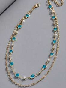 1pc Fashion Elegant Crystal Drop Pendant Multi-Layer Necklace - Yellow Gold - View 6