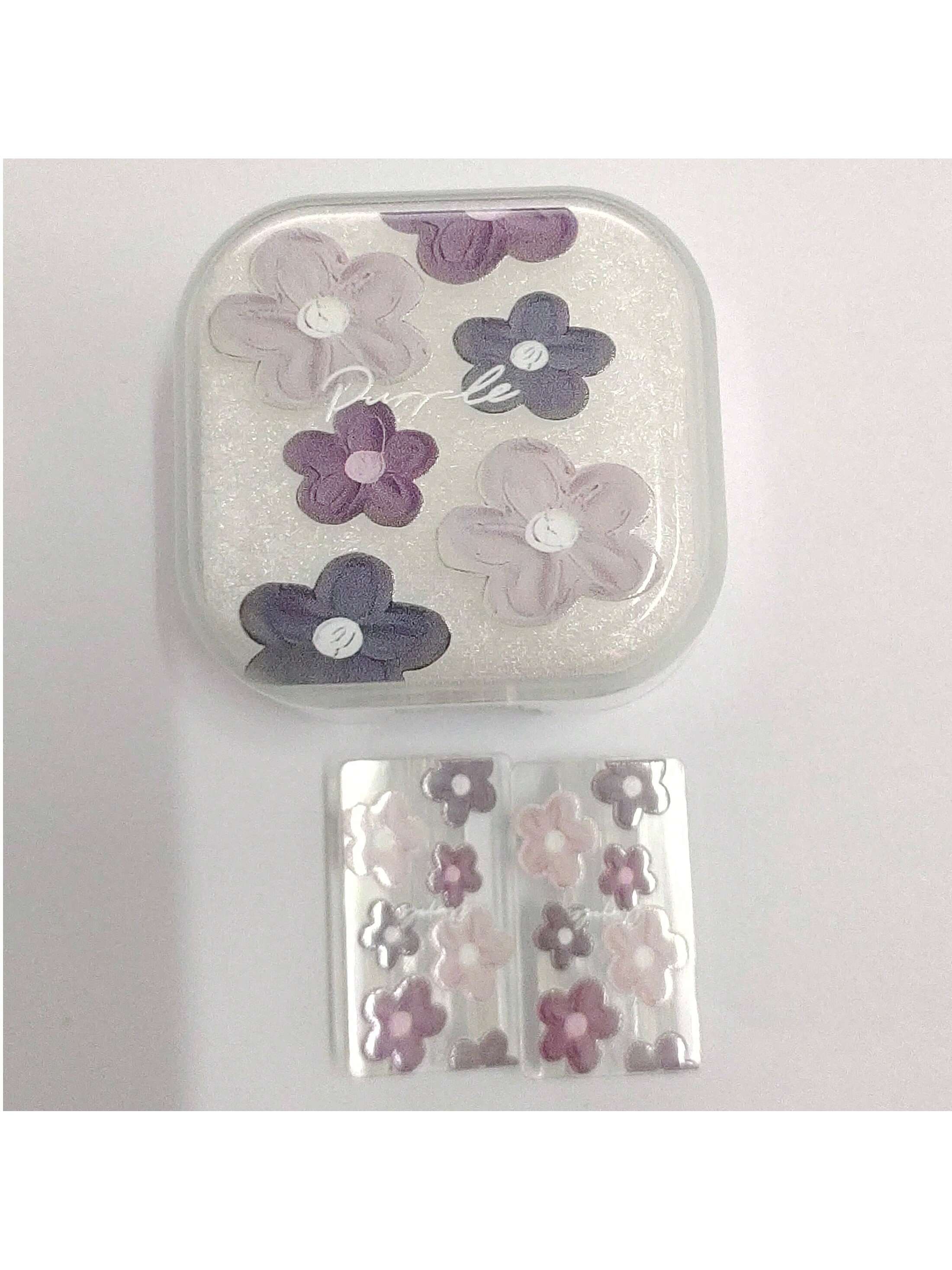 طقم 3 أكمام واقية لكابل شاحن آيفون بتصميم زهور بنف...