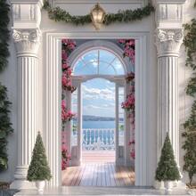 2D Doorplate: 1 Elegant Polyester Floral Doorplate - Reusable, No Need For Electricity, Versatile Indoor/Outdoor Decoration, Suitable For Parties, Weddings, And Events