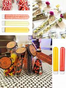 20 个 115 毫升/3.8 盎司透明塑料试管（带盖）、大号 150 X 33 毫米平底试管、小号万圣节糖果罐、铝制旋盖 - 适用于糖果、浴盐、科学实验和液体储存 - 無色 - 查看 8