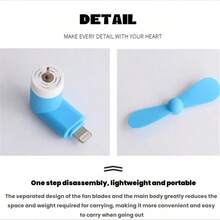 1PC Creative USB Mini Mobile Phone Fan, TYPE-C Android Apple Portable Small Fan, Three In One Mobile Phone Fan, Silent Fan, Small Gift, Cool In Summer, Suitable For Outdoor Use, Compatible With Android, Apple, And Power Bank Interfaces, Easy To Carry, Compact And Detachable Design Summer Cooling,Beach,Travel - Multicolor - View 4