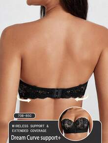 Temptuelle 前扣式女式文胸，带钢圈，聚拢，柔软舒适内衣 - 黑色 - 查看 6