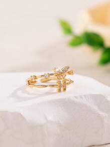 1buc auriu, elegant, lux, la modă, personalizat, cu 26 de litere, design fluture, inel de femeie, ca cadou pentru prieteni, surori, mame, soții, iubite pentru vacanță, ziua de naștere, aniversare, Crăciun