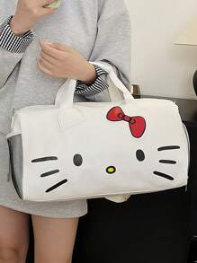 Sanrio 1Pc Hello Kitty Large Girl's Weekend Bag Travel Bow Hello Kitty Portable Gym Bag Crossbody Bag Gift