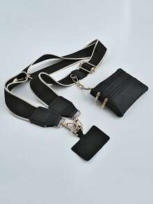 带拉链袋的挂绳，夹式手机挂绳，斜挎手机带，带拉链钱包袋的挂绳，斜挎手机挂绳，户外活动的完美伴侣，男女皆宜 - 彩色 - 查看 1