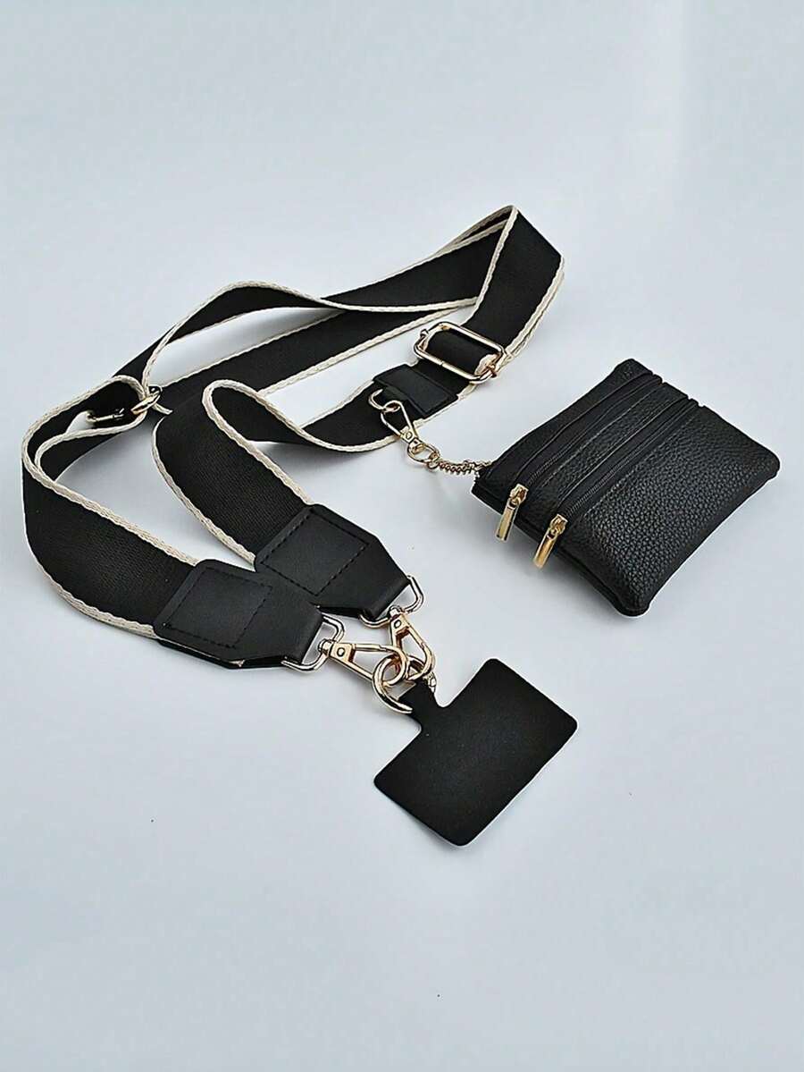 带拉链袋的挂绳，夹式手机挂绳，斜挎手机带，带拉链钱包袋的挂绳，斜挎手机挂绳，户外活动的完美伴侣，男女皆宜 - 彩色 - 查看 1