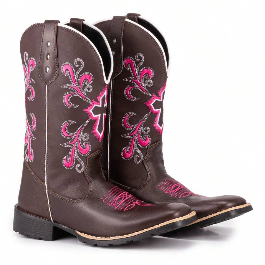 Women's Country Texan Boot With Square Toe And Cross-Tied Top - 鏽棕色 - 查看 1