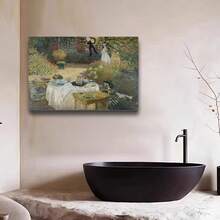 Framed Asdg12s Claude Monet Canvas Wall Art - The Luncheon Garden Print Poster - Vintage Aesthetic Pictures - Landscape Pictures Oil Painting Reproduction Modern Wall Decor For Bedroom Living Room - Framed - View 5