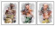 1 件/3 件墙面艺术海报可选框架流行混合武术 MMA 海报拳击手水彩墙面艺术印刷帆布画臭名昭著的图片用于家居装饰,带框架的墙面艺术 - 彩色 - 查看 24