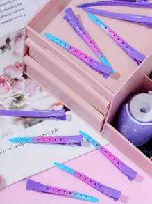 10 Stücke Metall Farbklammern ohne Nähte, bunte große Make-up und Gesichtswäsche Seitenklemmen, kissen-förmige Haarstyling-Haarspangen, Friseurwerkzeuge, Pony-Clips, Lockenwickler-Clips, Haraccessoires für Frauen, beliebte Pony-Clips geeignet für Friseursalons, und Heimgebrauch, flache Krallenklemmen, Haarspangen, Haarklammern
