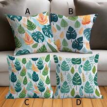 4pcs/1pc Combination Green Plant Leaf Pillow Cover Invisible Zipper Pillowcase Comfortable Soft Sofa Pillowcase Party Party - Multicolor - View 8