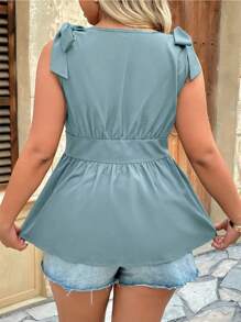 Women Plus Size Summer Minimalist Front Button Fitted V-Neck Camisole