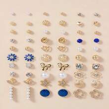 30-Pairs Of Minimalist Pearl, Heart, Crystal, Shell Stud Earrings Gift Set For Girls - Multicolor - View 6