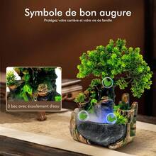 SENDERPICK Zimmerbrunnen LED Tisch Zimmer Wasser Farbwechsel Nebel Wasserfallbrunnen Brunnen Polyresin Springbrunnen Deko für Schlafzimmer Wohnzimmer Studie (mit Zerstäuber und LED) - mit Zerstäuber und LED - Übersicht 5