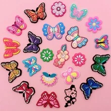 [Butterfly & Flower Designs Charms] 22pcs/Set PVC Shoe Charms Set, Assorted Butterfly & Flower Designs, Insect-Themed Accessories, For Sneakers, Bracelets, Wristbands With Valentine's, Christmas, Mother'S Day Gifts