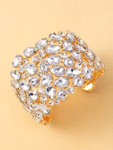 Stonefans Crystal Överdriven handarmring vattendroppedesign för kvinnor modevisning Strassarmband armband bröllopssmycken - Guld - Visa 2