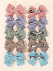 bilicaca 10Pcs/Set New Cute Ribbon Bowknot Hair Clips For Kids Handmade Baby Girls Hair Accessories - Multicolor - View 3