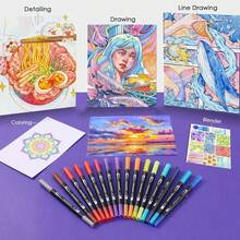 72 Colors Professional Artist Pen Set - Dual Brush Art Markers, Flexible Brush & Fine Tip - For Adult Coloring, Sketching, Christmas & Halloween Gifts - Multicolor - View 3