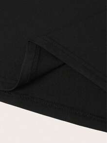 Customized Children's Girl T-Shirt, Front Customizable Logo/Gift/Photo/Anniversary/Birthday/Painting/Group Photo/Pet/School Uniform/Dance Team Logo, Stretchy Casual Summer Wear - Black - View 5