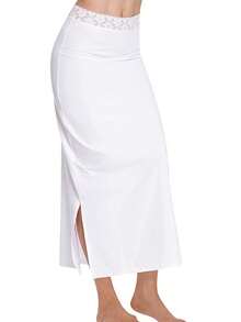 1pc Women's Lace Lining Split Skirt, Slip Dress, Versatile Underskirt For Summer - White - View 16
