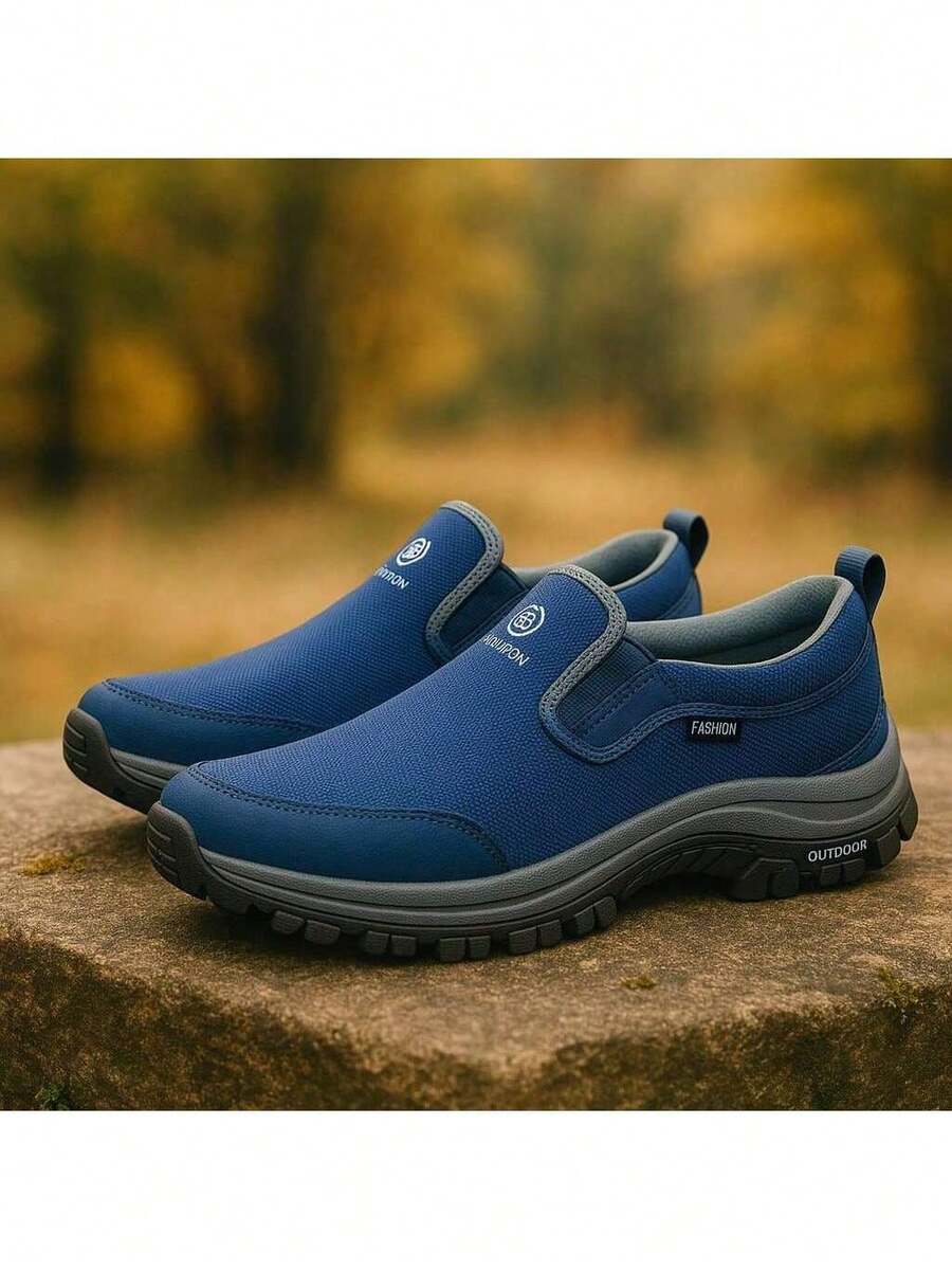 Men's Casual Non-Slip Slip-On Sneakers Lightweight And Breathable Outdoor Shoes Total Comfort Ideal For Hiking And Adventures - Màu xanh lam - Xem 1