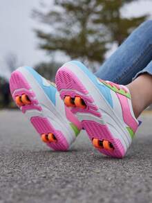 带可拆卸轮子的轮滑鞋，适合男孩和女孩的多功能运动鞋，时尚休闲轮滑运动鞋