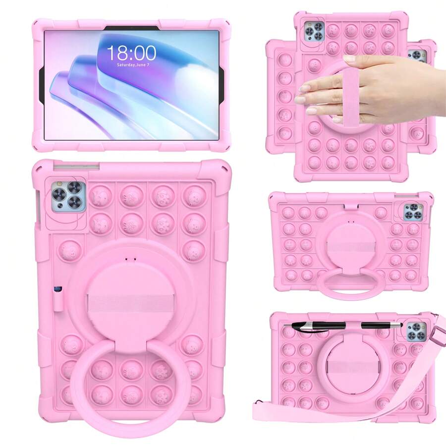 1 pezzo Custodia per tablet adatta per M10 3ND da 10,6" 2022/M10 FHD Plus/2a gen 10,3" TB-X606/Honor Pad X8a/MatePad Se 11"/Redmi Pad SE 11", compatibile con iPad, guscio protettivo antiurto con cinturino e penna, design a bolle di cartone animato (tablet non incluso)