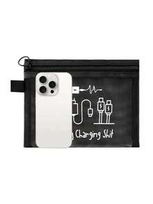 Mesh Cosmetic Bag With Charger Pattern And Letters Storage Bag With White Letters "Travel" Printed On It, Large Capacity, Red Air Cushion Storage Portable Storage Bag, Cosmetic Bag, Skin Care Bag, Bathroom Storage, Jewelry Storage, Lip Oil And Cosmetics Storage Bag,Travel Essentials, Dormitory Supplies, Wedding Bridal Gifts, Mother Gifts, Birthday Gifts, Gifts For Friends And Teachers - Multicolor - View 10