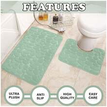 VELVETIO Pebble Memory Foam Bath Mat & Pedestal Set Ultra Soft, Non Slip Bathroom Rugs - Sage Green - View 5