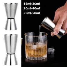 Coctelera de acero inoxidable 15/30ml o 20/40ml o 25/50ml, taza medidora, jigger de medición de bebidas de doble disparo, gadget de cocina - Plateado - Ver 3