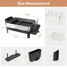 Dish Drainer Rack With Drip Tray, 304 Stainless Steel Large Dish Drying Rack For Kitchen Sink Of Big Family, Plate Draining Board Rack With Utensil Holder And Heightening Pads - Silver - View 5