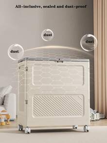 Caja de almacenamiento con tapa y ruedas, caja de almacenamiento plegable de gran capacidad para la organización de muebles, ropa, manualidades, adecuada para el hogar, fiestas, oficina, dormitorio - Multicolor - Ver 2