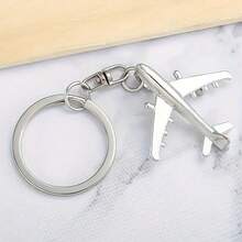 1 件银色金属飞机模型钥匙扣，立体钥匙扣创意飞行员礼物，挂链礼物送给朋友和男士学校汽车配件可爱哥特 Y2k