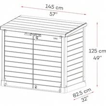 Duramax Cedargrain StoreAway 850L Plastic Garden Storage Shed - Outdoor Storage Shed, Wheelie Bin Box, Durable Construction, Ideal For Tools, BBQs & 2x 120L Garbage Bins, 130x74x110 Cm, Dark Brown - Beige - View 10