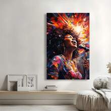 Framed Canvas Beautiful Black POSTER Woman Singer Canvas Print, Eth/Nic Singer Painting, Jazz Club Wall Decor, Jazz Wall Art, Music Poster, & Ready To Hang For Home, Office, Living Room, Cafe, Dorm, Christmas, Thanksgiving, New Year, Valentine'S Day  Kitchen, Coffee Corner, Bedroom, Bathroom, Classroom, Fall, Spring, Indoor, Outdoor Decor - Framed - View 4