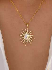 1 stuk uniek ontwerp mode kristallen maan, zon, ster hanger ketting, elegante veelzijdige kraag ketting, geschikt voor vrouwen voor dagelijks gebruik en feestaccessoires, cadeau