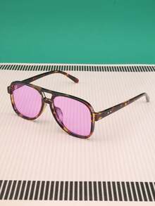 1副女士双梁框经典复古时尚眼镜，PC材质镜框，金属铰链，适合度假、街头和休闲装扮 - 彩色 - 查看 7