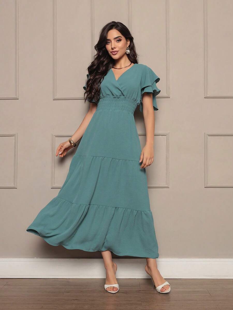 Women's Long Dress With Ruffle Sleeves And Skirt 3 Maria - Màu xanh Bạc hà - Xem 1