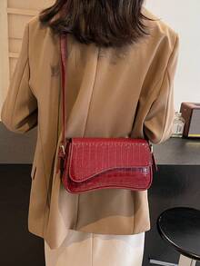 New Versatile Simple & Practical Shoulder Bag - Burgundy - View 4