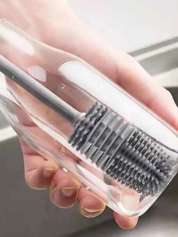 Rotating Cup Brush For Cleaning Bottles And Cups, Tea Stain Remover With Long Handle And Hard Silicone For Narrow Spaces,Perfect For Coffee Mugs Water Bottles Baby Feedingware Flexible Bristles On All Surfaces ﻿
