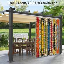 波西米亚条纹户外窗帘带挂钩 - 鲜艳的几何图案，半透明遮阳，适用于露台、花园、门廊和甲板 - 可机洗涤纶混纺，装饰艺术风格门廊配件 | 鲜艳的装饰 | 易于安装的防水户外露台窗帘