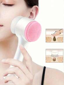 1pc Soft Silicone Facial Cleansing Brush, 2 In 1 Face Cleaning Brush, Facial Exfoliating Pore Deep Cleansing Brush, Double-Sided Manual Massage Deep Clean Pores Face Brush, For Massaging, Skincare Makeup Removal, Beauty Skin Care Tools, Facial Cleaning Tools, Personal Care And Cleaning Tools, Bathroom Gadget, Bathroom Accessories - Multicolor - View 2