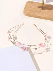 1pc Sweet Flower Double Layer Headband Resort Style Hair Accessory - Multicolor - View 12
