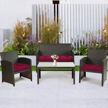 3Pcs Cushion Set Loveseat Settee Tufted Outdoor Waterproof Bench Seat Cushion Tufted Seat Cushions 3PCS/Sets Waterproof Outdoor/Indoor Tufted Wicker Chair Cushions 1 Loveseat And 2 Chair Cushions Outdoor Furniture Cushions For Patio Furniture