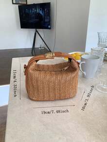 2024 New Casual & Fashionable Straw Shoulder Bag, Straw Crossbody Bag, Straw Handbag, Straw Bag - Brown - View 9