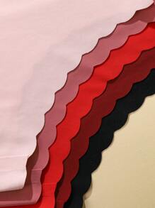 Set de 5 bragas sin costuras para mujeres, en unicolor rojo y negro, de tela cómoda y sexy con dobladillo ondulado